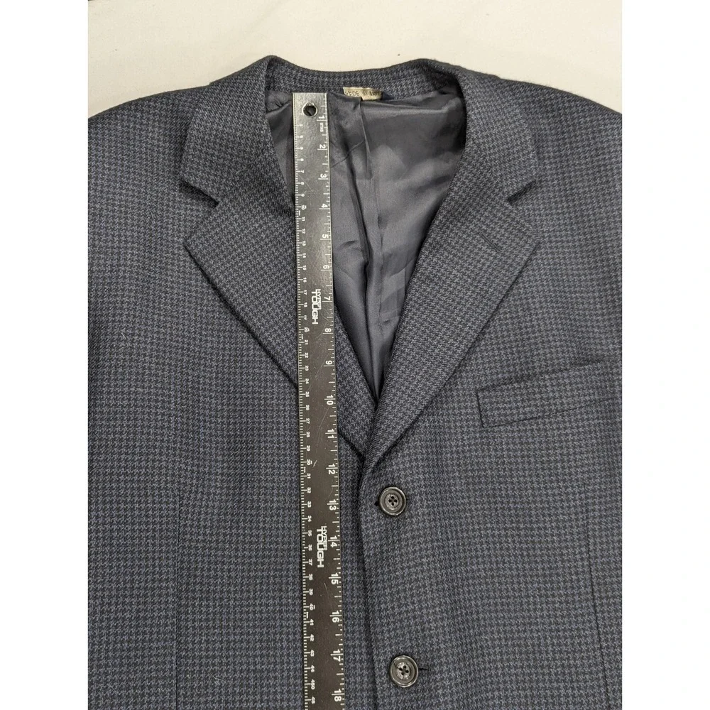 Harold Powell Alpaca Wool Blazer Sport Suit Jacket Blue Black Houndstooth 44R